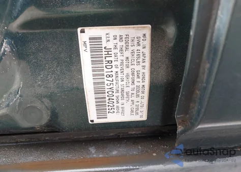 2000 Honda Cr-V Special Edition z USA, uszkodzony, nr VIN JHLRD1875YC040252